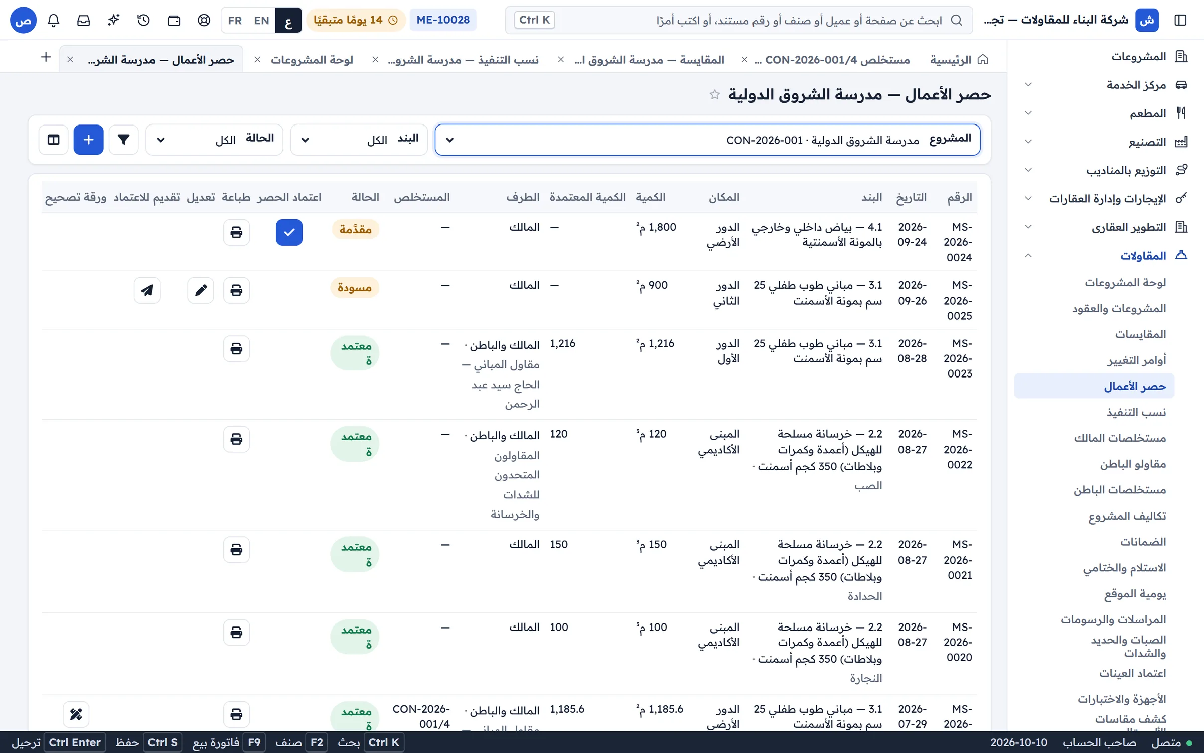 يومية الموقع والحصر